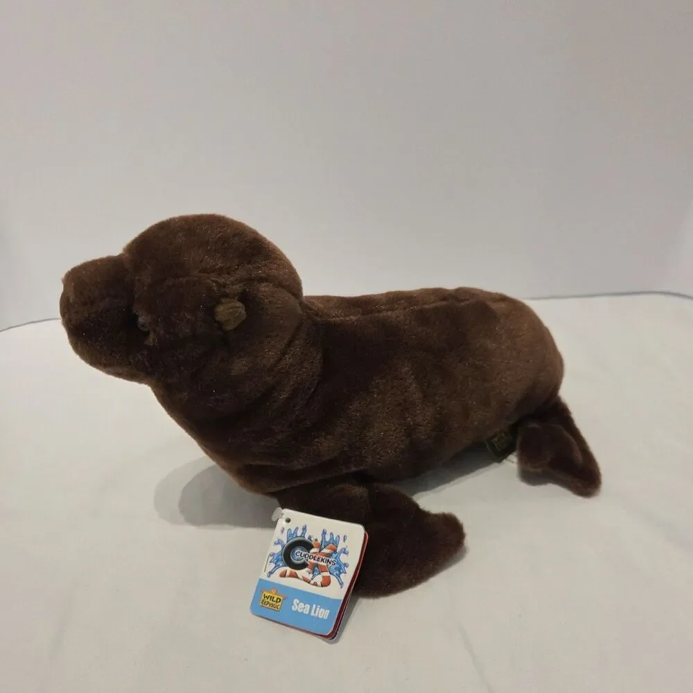Nwt Wild Republic Cuddlekins Sea Lion Brown With Green Tag Stuffed Animal Toy